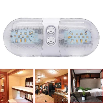 

11 Inch Double Ceiling Dome Lamp with On-Off Switch Indoor Lighting for Travel Trailer Camper Pickup Truck Boat 4000-4500K 48-28