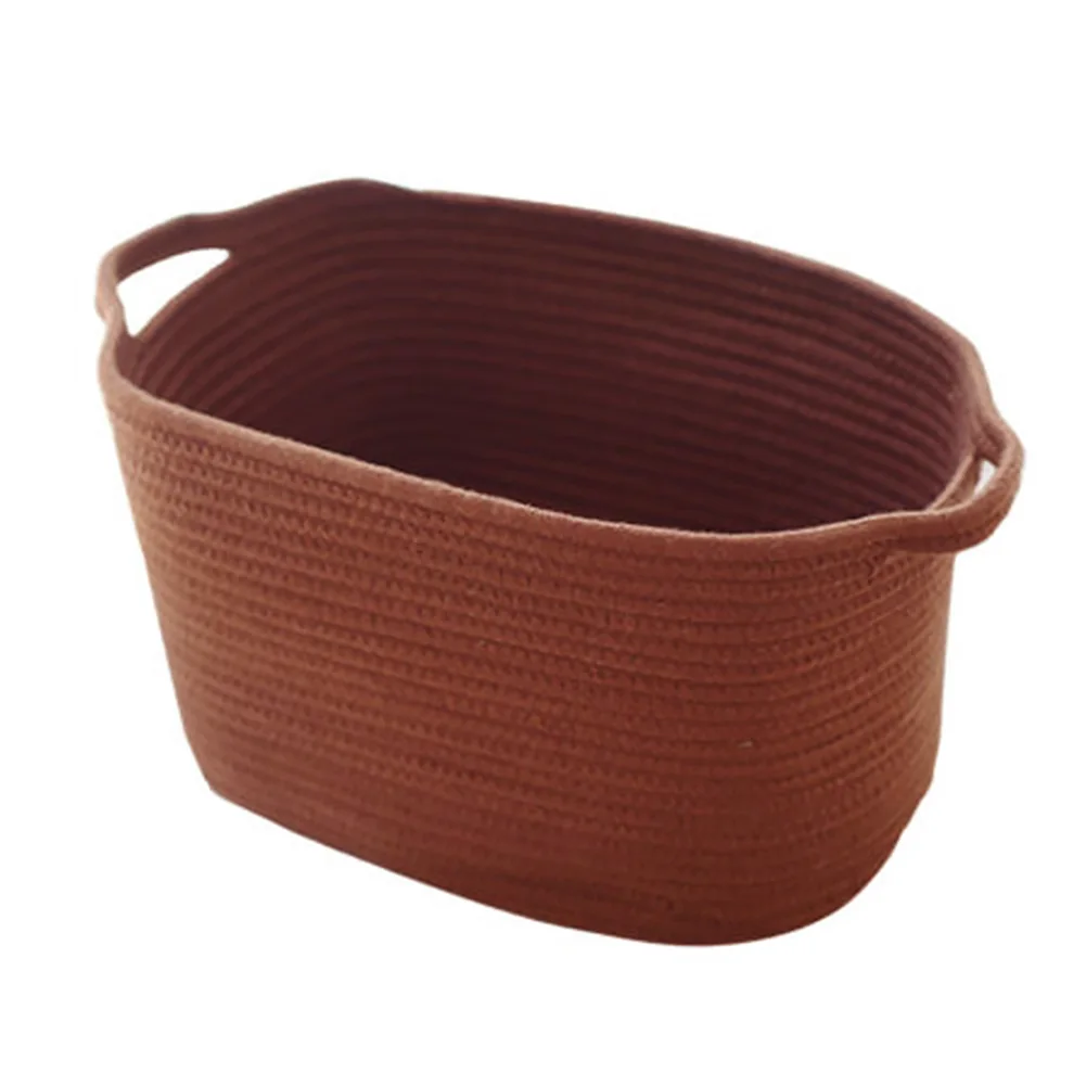 Легкая складная Одежда Детская домашняя тканая веревка с ручкой прочная практичная корзина для хранения детская игрушка органайзер для устройств - Цвет: Coffee