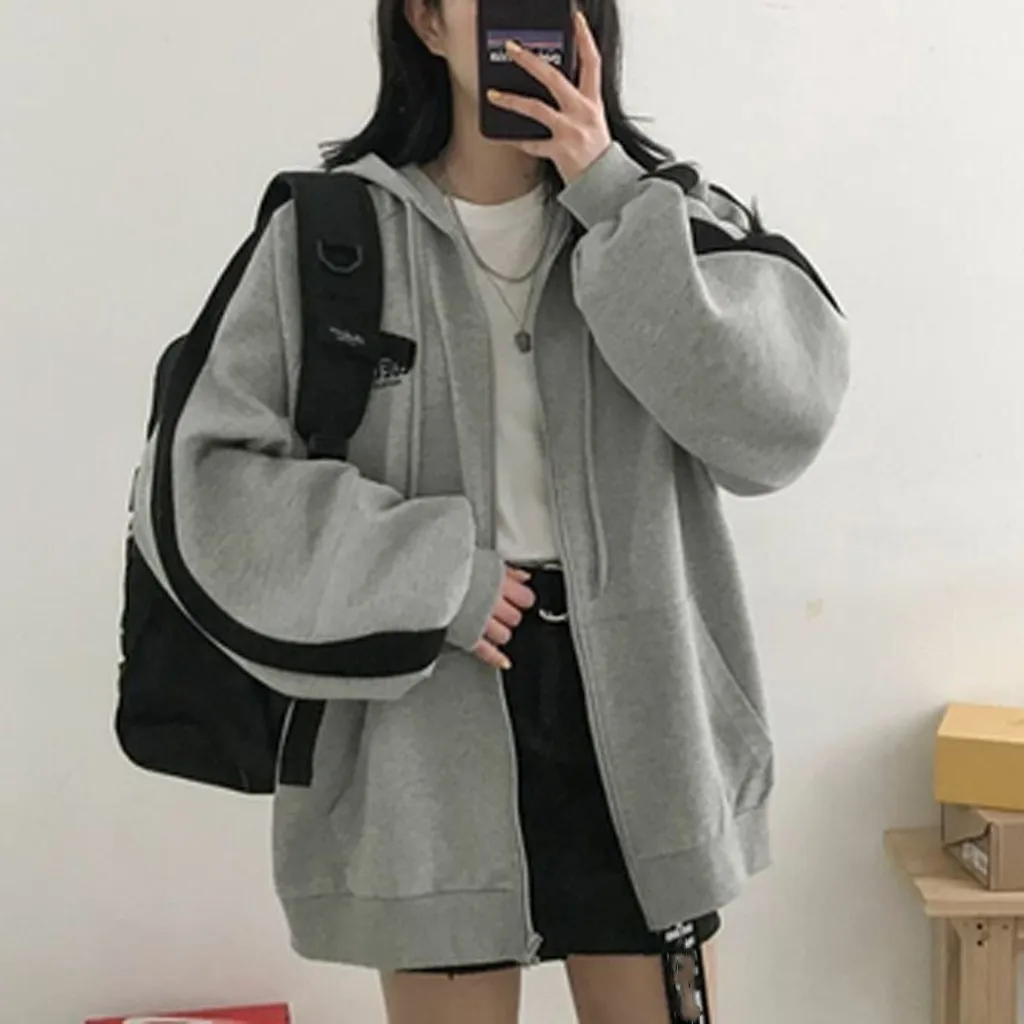 Cute Oversize Zip-up Hoodie For Women-1