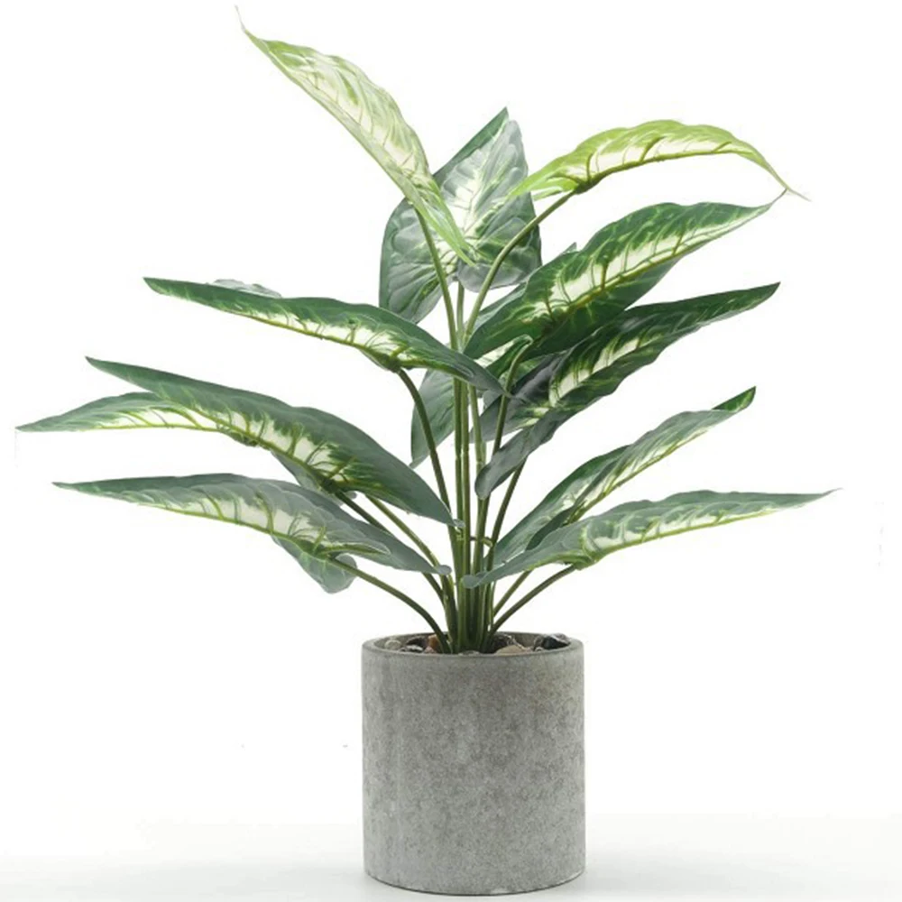 Pulp Pot Simulation Green Plant Pottes Indoor Decoration Bonsai Artificial Taro Leaf Turtle Back Lead Office Decor Fake In Home