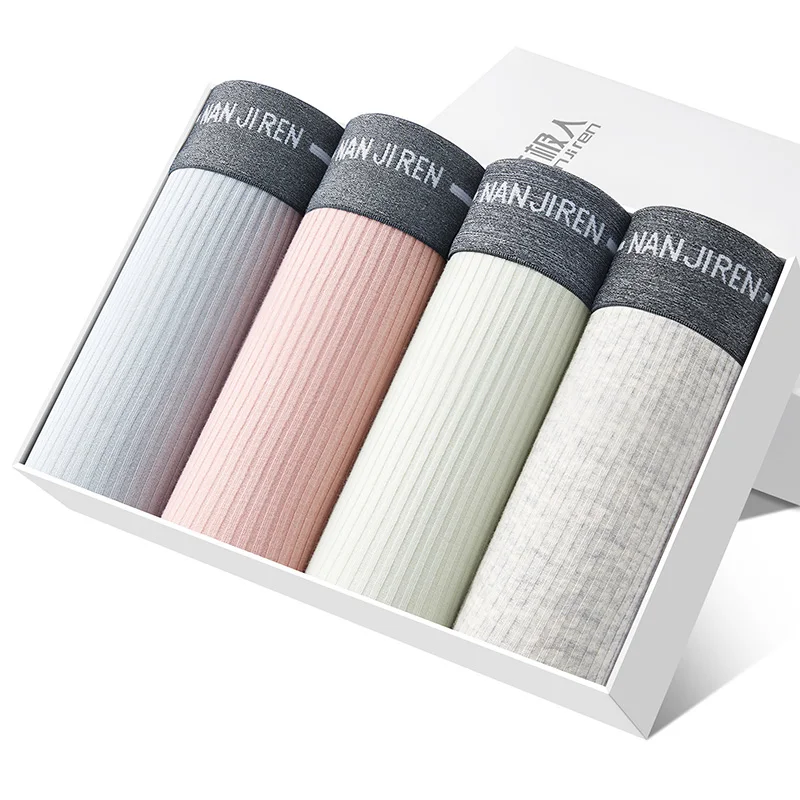 4pcs C J-BOX, 4 шт./лот, мужские сексуальные боксеры, мужские боксеры размера плюс, мужское нижнее белье, мужские хлопковые трусы, трусы, шорты, мужские трусы - Цвет: 4pcs C