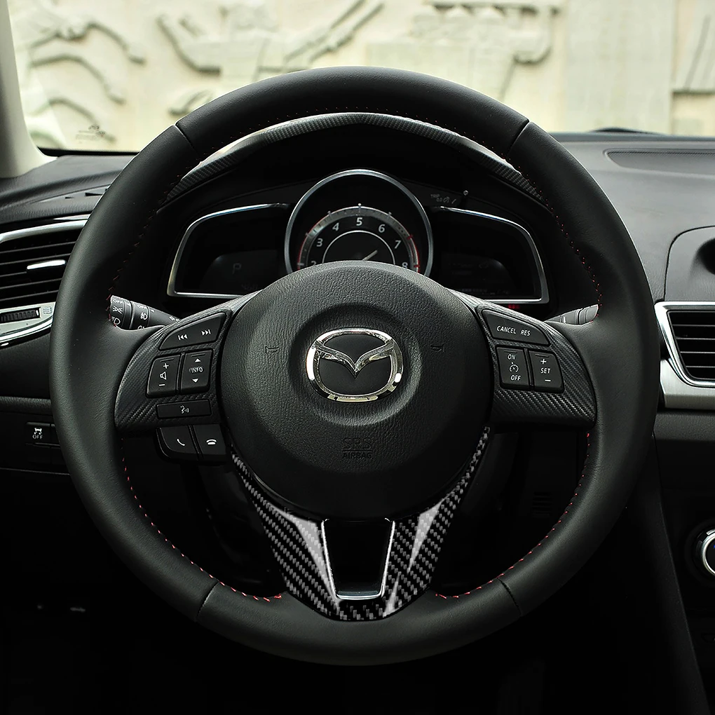 Замена для Mazda 3 Axela 2013- углеродное волокно внутреннее рулевое колесо Нижняя отделка Нижняя крышка V образный стикер