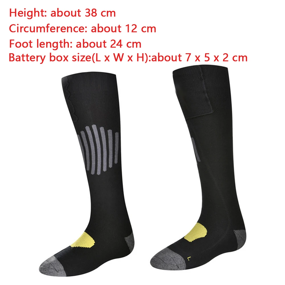 1 пара утолщенных съемных коробок с питанием от батареи, Длинные теплые носки для ног, безопасные осенние носки с подогревом, электрическая моющаяся зимняя уличная одежда