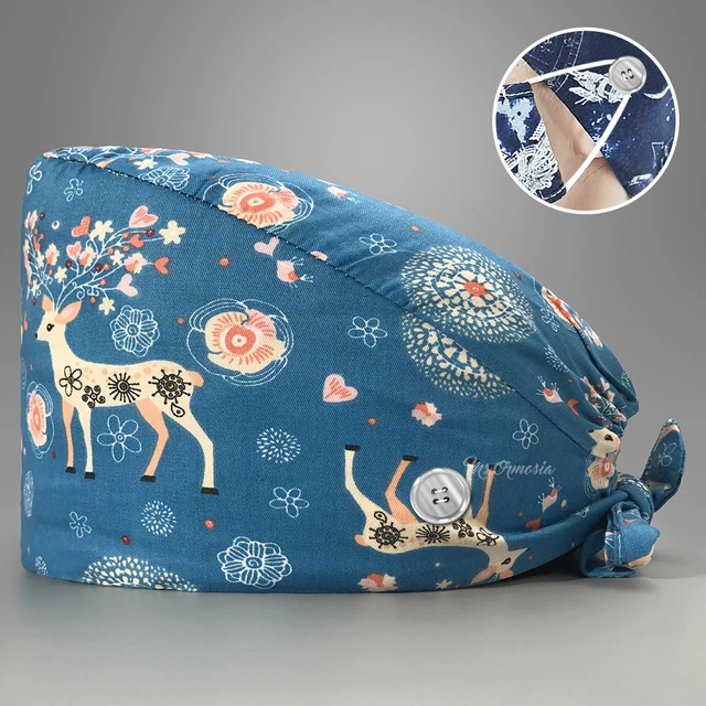 Fashion cotton Cute bird Cartoon print hats adjustable Scrub hat beauty salon nursing cap laboratory pet shop fashion scrub caps 12192