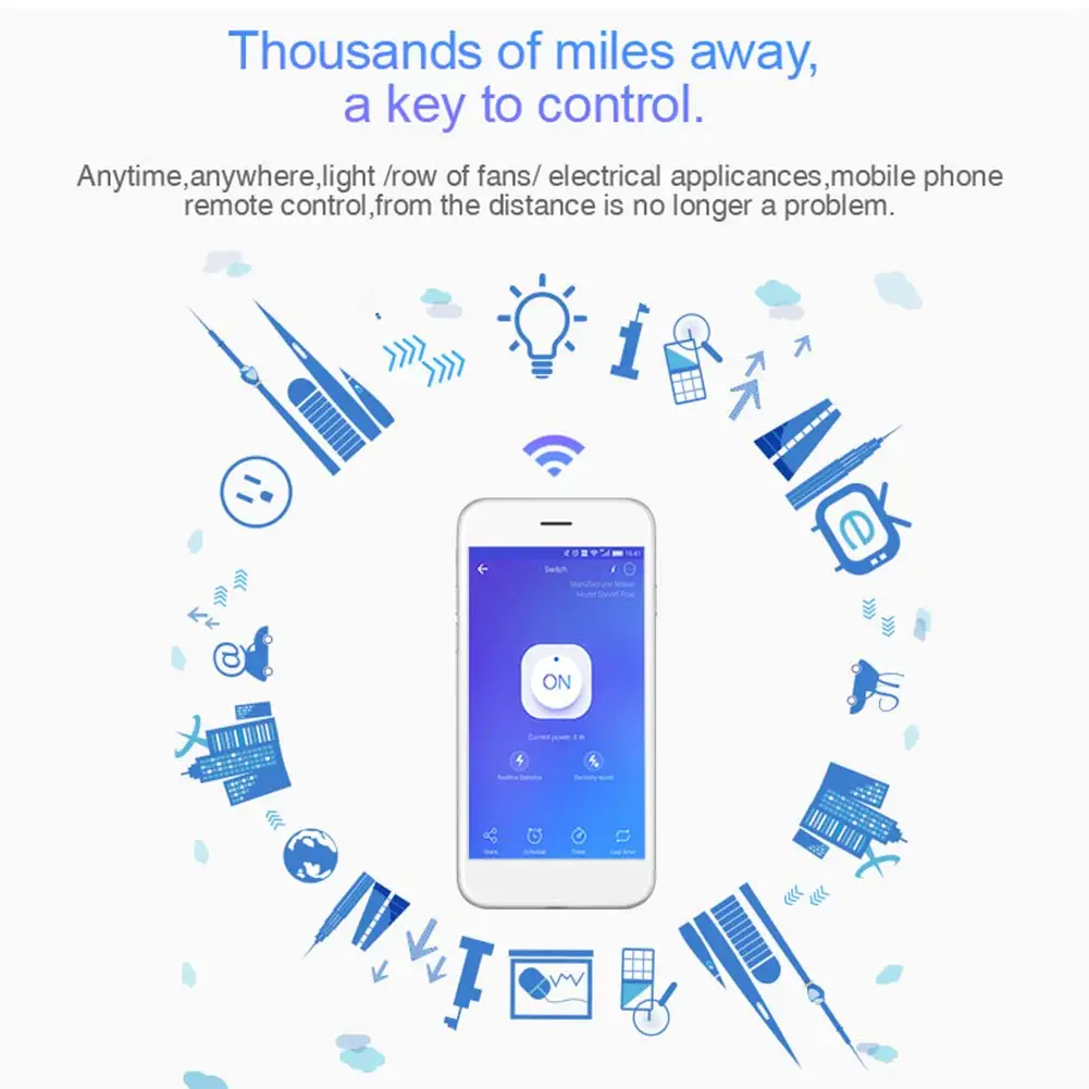 Automation Smart ABS Home Multiple Modes Electric Timer Single Way Wifi Switch Remote Control Wireless Easy Apply Module 2.4GHz