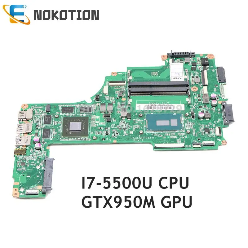 NOKOTION A000391380 DABLQFMB8F0 плата для TOSHIBA Satellite P50-C P55-C P50T-C Материнская плата ноутбука SR23W I7-5500U GTX950M