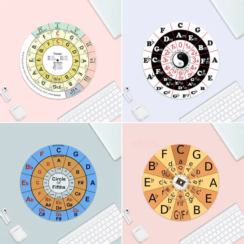 Круг пятых пианино силиконовый большой/маленький коврик для мыши игровая мышь