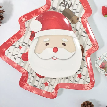 

1pc Christmas Plates Santa Claus Creative Cartoon Lovely Pie Plates Children Tableware Dish Plate Fruit Plate Steak Plate