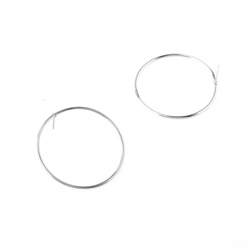 Silvery Золотой, 1 пара, распродажа, гипоаллергенные, новые, простые, корейские, модные, Aros, большие, круглые, круглые, серьги-кольца, высокое качество, Новое поступление, серебристые - Окраска металла: Silvery