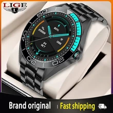 

LIGE 2021 New Bluetooth call Mens Smart Watch IP68 Waterproof Fitness Tracker Watches with Heart Rate Blood Pressure Monitor+Box