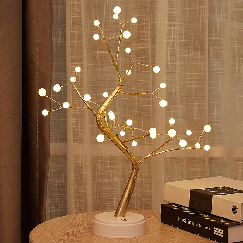 

Tung Cheng Cross Border New Style Special Offer LED Tree Light Pearl Pendulum Lamp Copper Lamp Firefly Room Decoration Small Nig