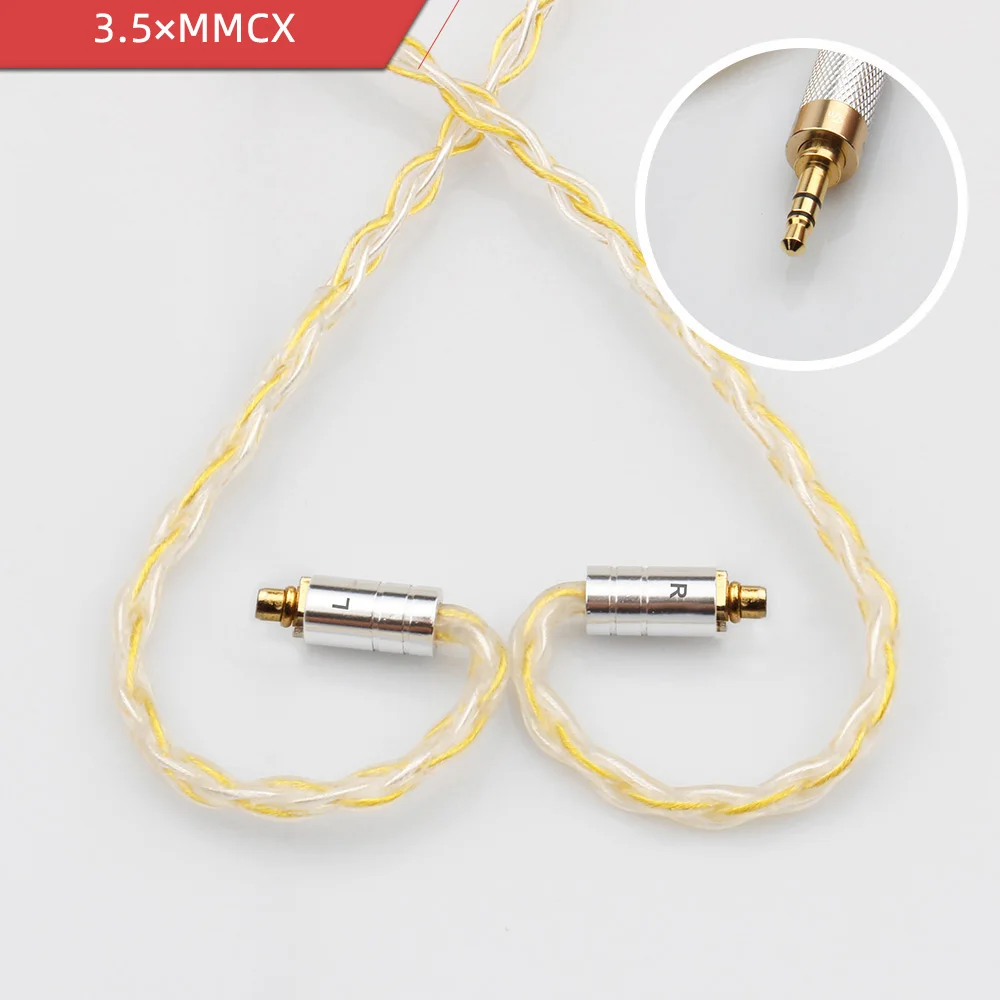 3.5mm MMCX Gold Модернизированный 8 Core посеребренный кабель 3,5 0,75 0,78 MMCX баланс Hi-Fi наушники кабель для SE846 HQ5 HQ6 HQ8 V30 CC - Цвет: 3.5mm MMCX Gold