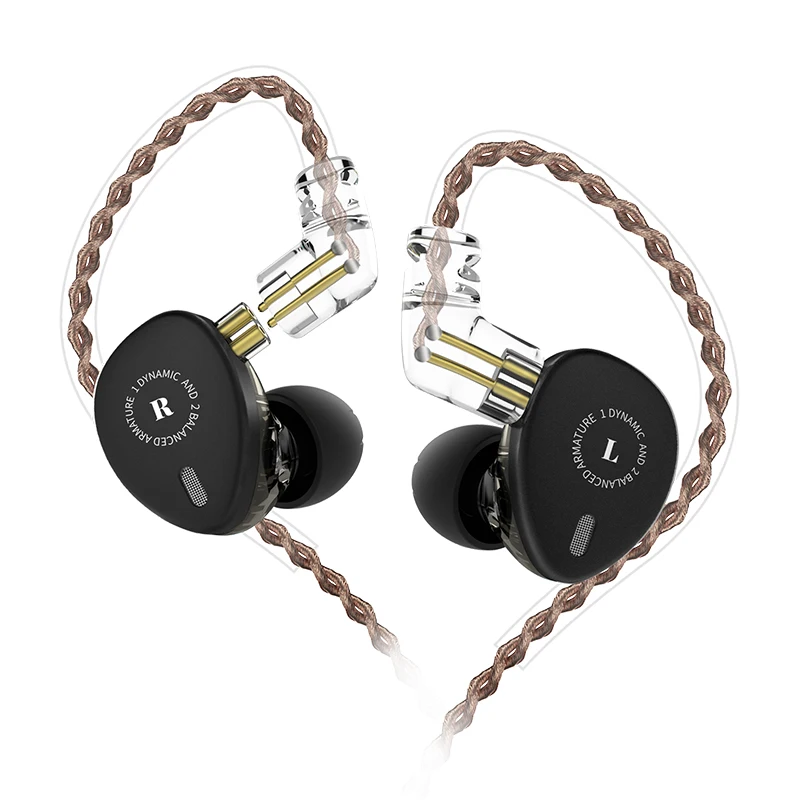 Black no mic KBEAR KB06 2BA+ 1DD 8 ядро серебряные вкладыши наушники кабель с MMCX 2pin, Hi-Fi, спортивные наушники с микрофоном ушной крючок для ZS10 ZSN Pro AS12 AS16 ZSX - Цвет: Black no mic