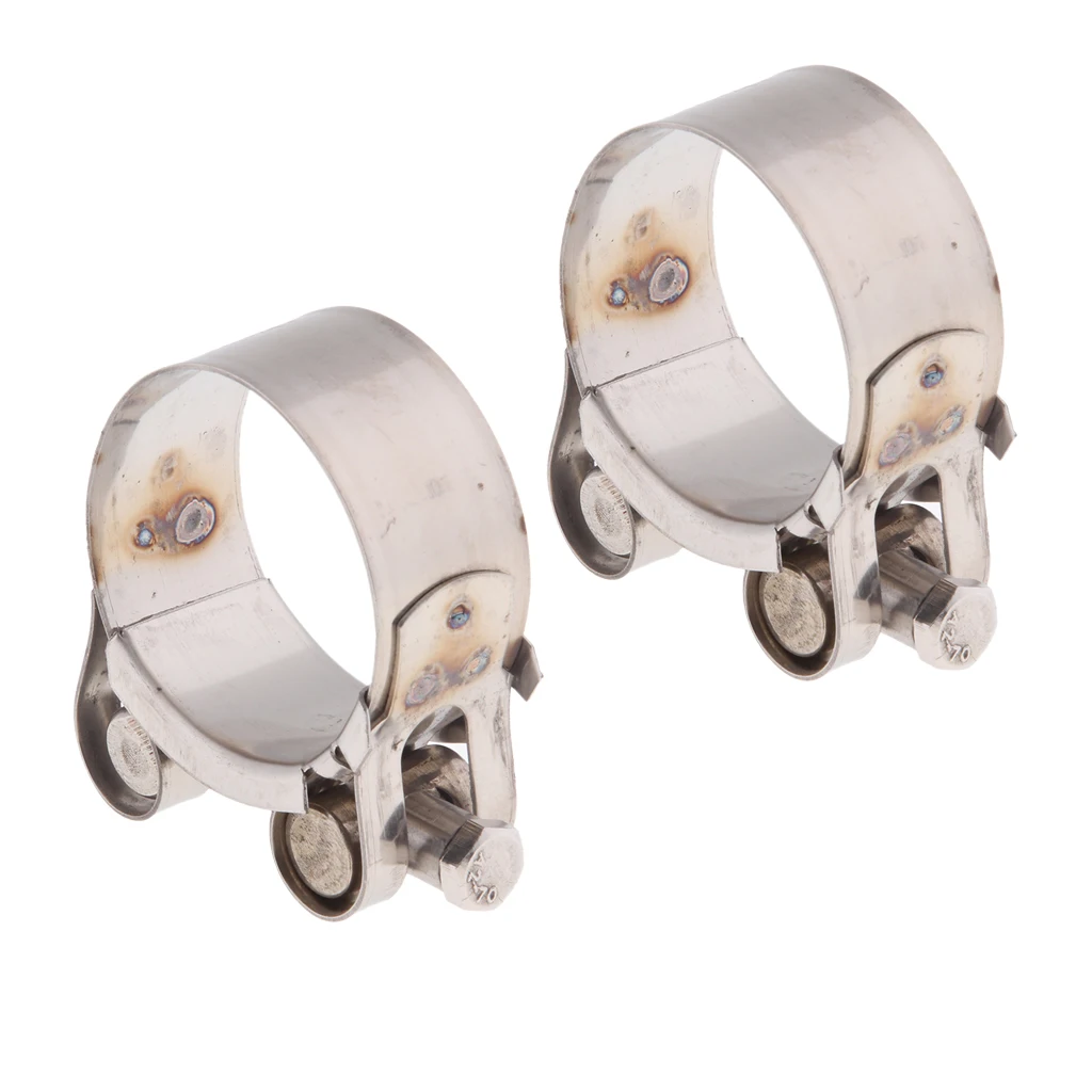 Perfeclan 2x Motorcycle Exhaust Pipe Clamp Clip Silencer 44-47mm