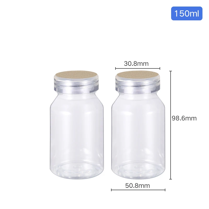 150ML clear 2 шт./лот, пустая ПЭТ пластиковая Медицинская бутылка с винтовой крышкой, 120 мл, 150 мл, 200 мл, высокое качество, контейнер для витамина, крышка sule - Цвет: 150ML clear