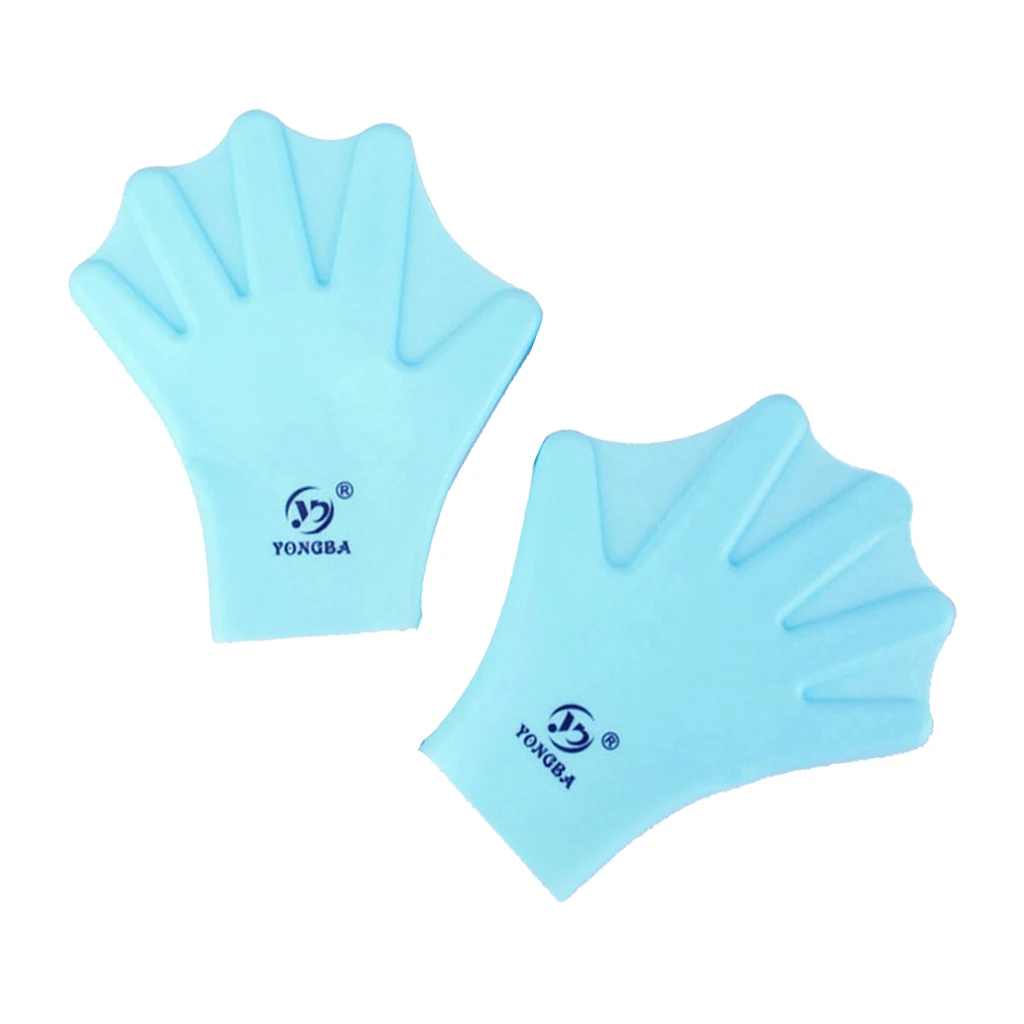Adult Blue 1 пара водных перчаток для плавания, Тренировочные Перчатки для фитнеса, водной аэробики, Переплетенные перчатки-выбор цвета и размера - Цвет: Adult Blue