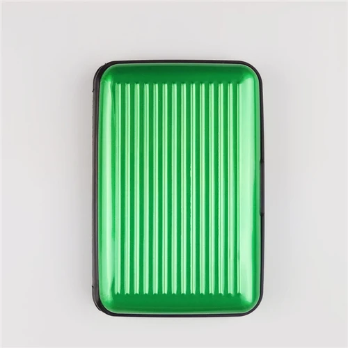 green PURDORED, 1 шт., Одноцветный алюминиевый держатель для карт, мужской кредитный держатель для карт чехол, банковская карта, блокирующий Жесткий Чехол, кошелек - Цвет: green