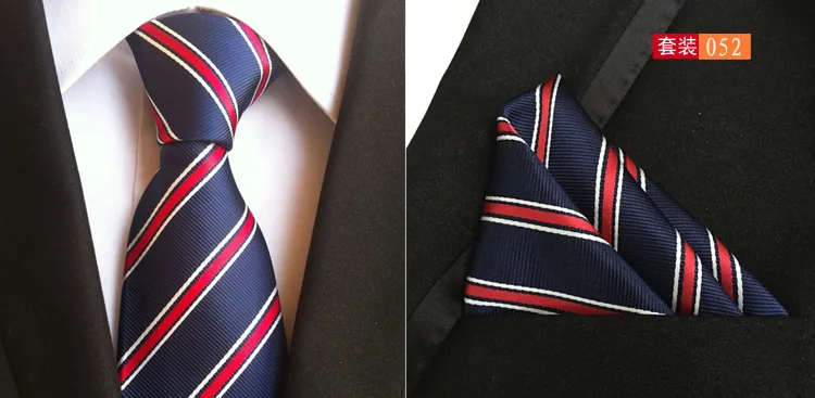 Модный цветочный галстук "пейсли" для мужчин 8 см шелковый Набор платков и галстуков для свадьбы Одноцветный галстук носовой платок наборы - Цвет: 052
