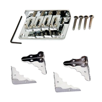 

MagiDeal 4 String Bass Guitar Bridge+4x Nickel-plated Box/Cabinet Corners