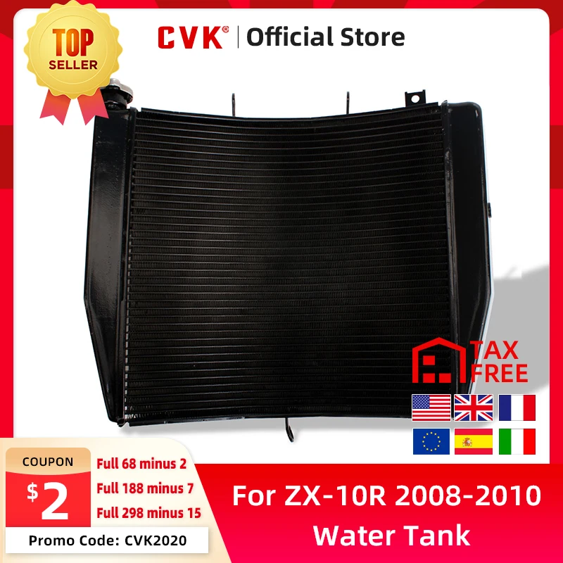 

CVK Motorcycle Aluminium Black Radiator Cooler Cooling Water Tank for Kawasaki NINJA ZX-10R 2008-2010 ZX10R ZX 10R 08 09 10