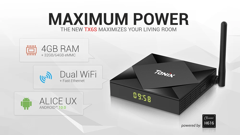 Tanix TX6S ТВ-приставка Android 10,0 Allwinner H616 4 Гб ОЗУ 64 Гб ПЗУ четырехъядерный 6K двойной Wifi TX6 телеприставка 2G/8G Youtube Netflix