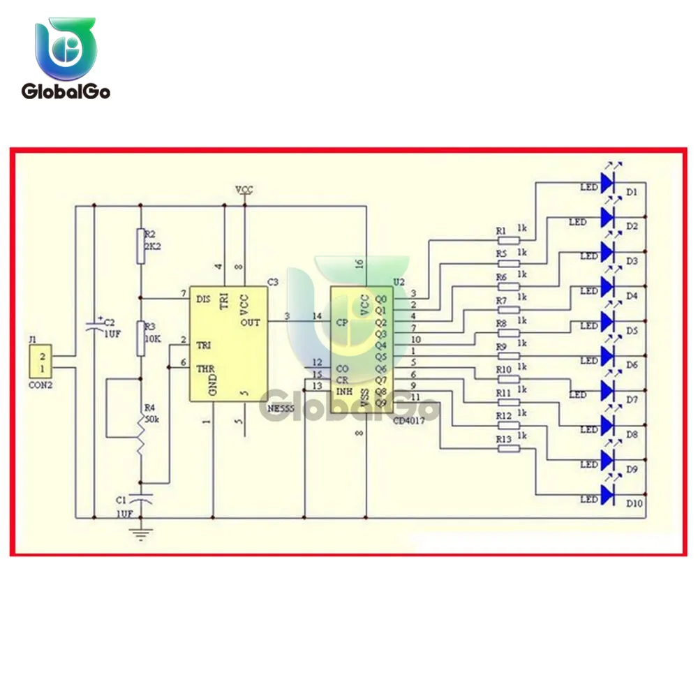 NE555 CD4017 NE555 водная электроплата цепи плавный свет светодиодный электронный модуль DIY комплект ходовой световой привод