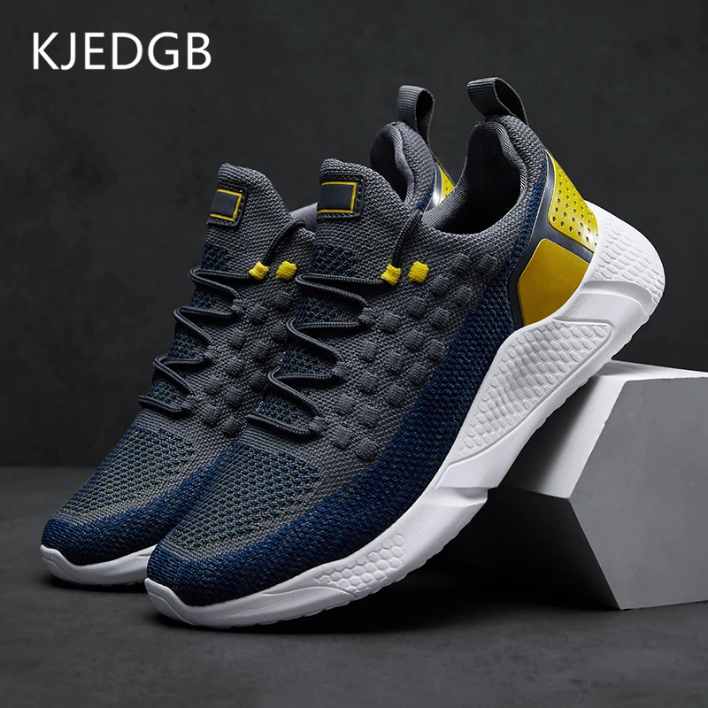 KJEDGB, Flyknit+ PVCHigh, эластичные мужские кроссовки, дышащие, сверхлегкие, удобные, для прогулок, мужская повседневная обувь, большие размеры 39-46