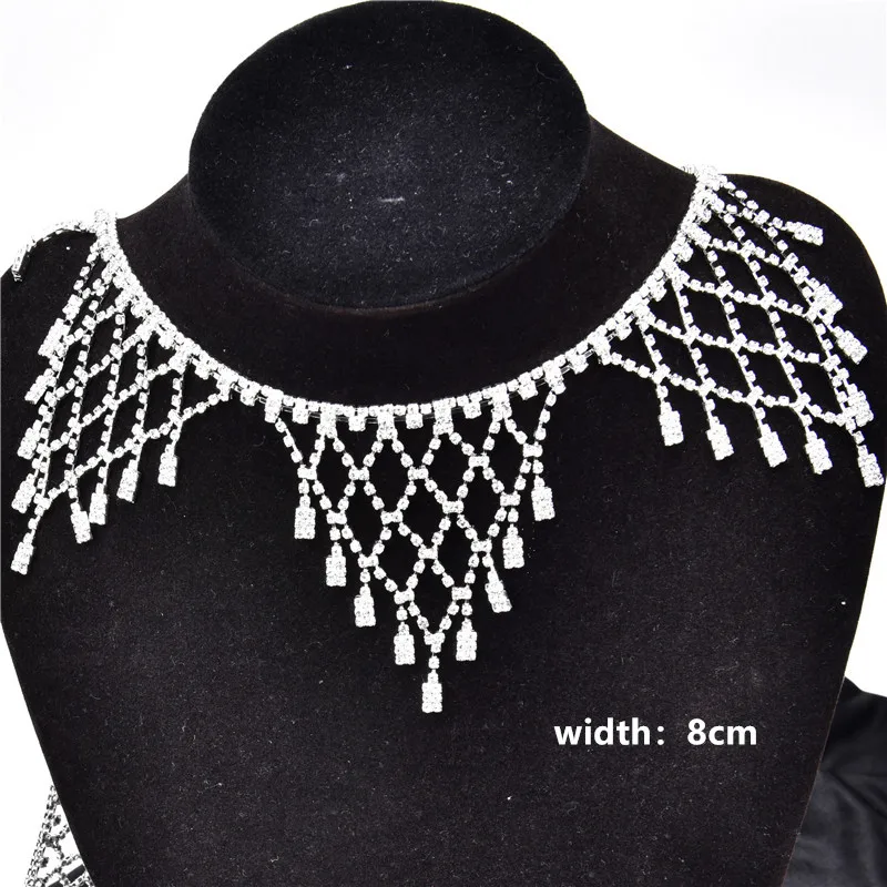 48cm 6 flower shape New Bling 50cm/lot rhinestone dance crystal chain Tassels Curtain decoration sew on garment rhinestone banding Necklace trim - Цвет: 48cm 6 flower shape