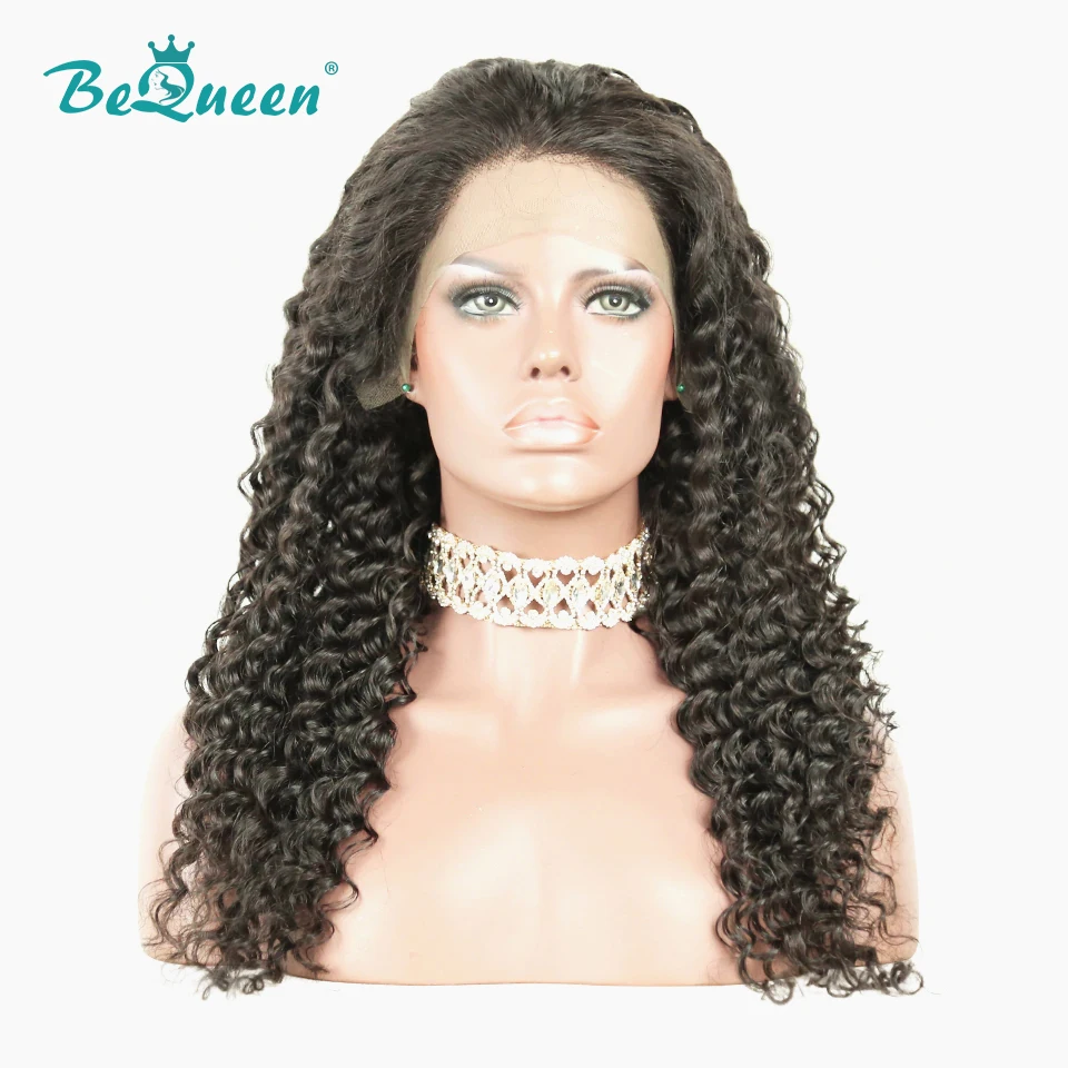 BeQueen 360 человеческие волосы парики перуанский парик с крупными волнами предварительно сорванные волосы линии человеческих волос парик для черных женщин