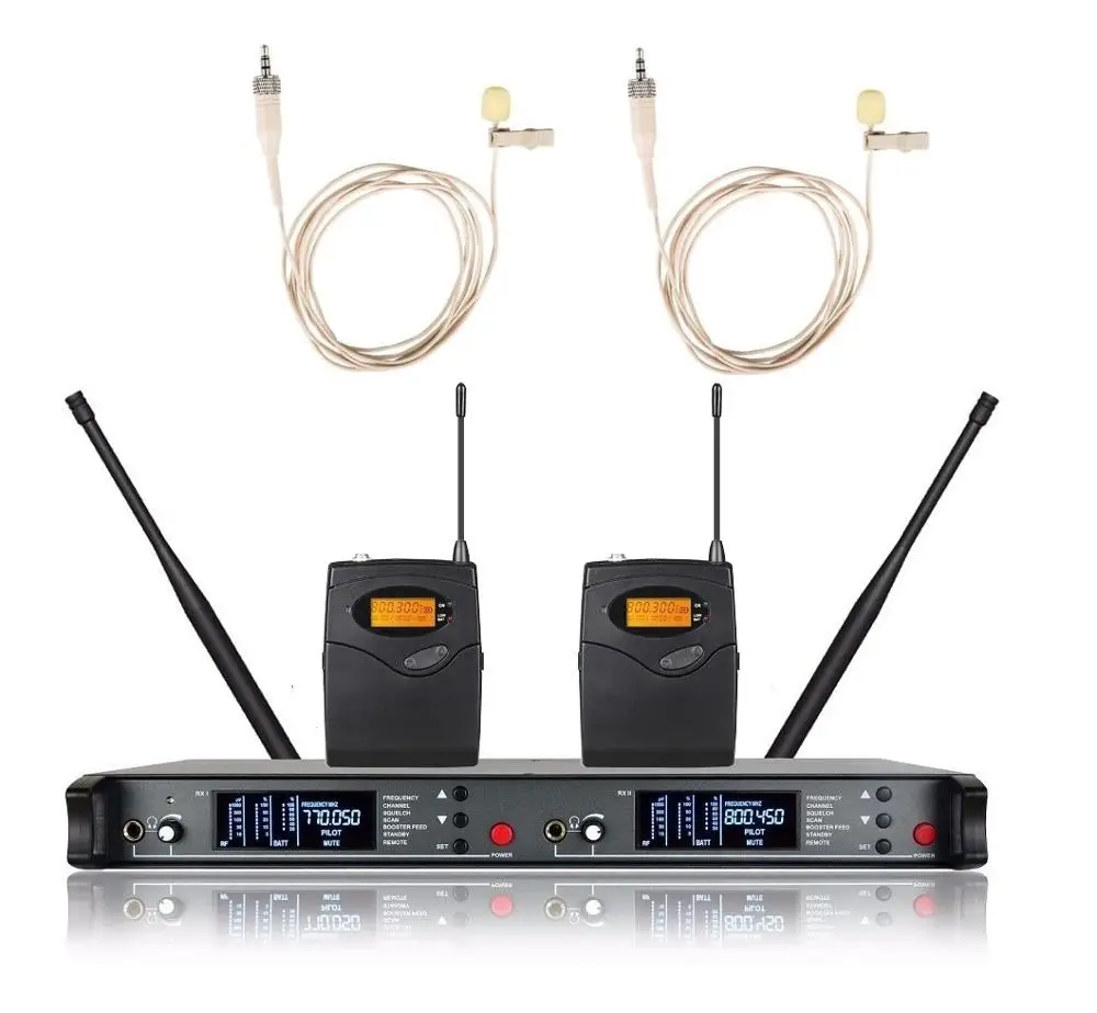 Профессиональный UHF беспроводной микрофон 2 канала караоке система двойной беспроводной микрофон Микрофон передатчик для SKM9000 микрофон караоке - Цвет: beige lapel