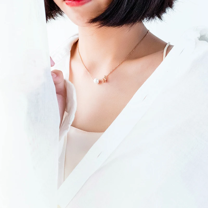 

Charm Pearl Pendant Necklace Women Simple Trendy Star Chain Necklaces Femme Friend Gift Stainless Steel Clavicle Chains Jewelry
