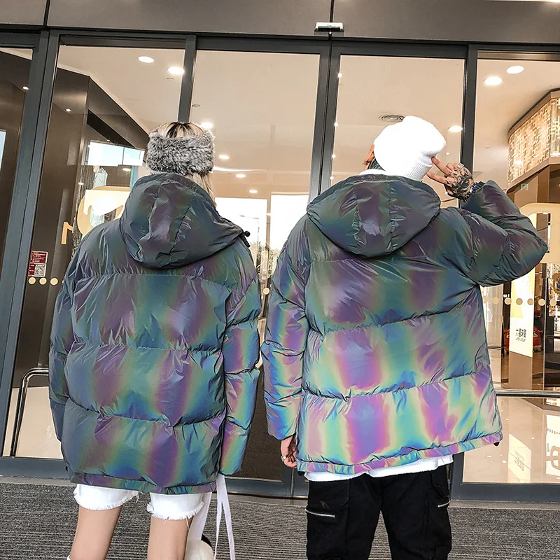 Двусторонняя Мужская одежда куртка Commander Радужная Светоотражающая парка пальто