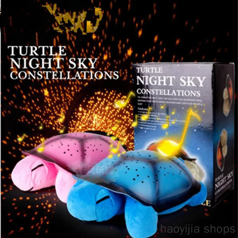 New projector light USB operation song music children toy turtle LED night light USB cable music 4 color star projector