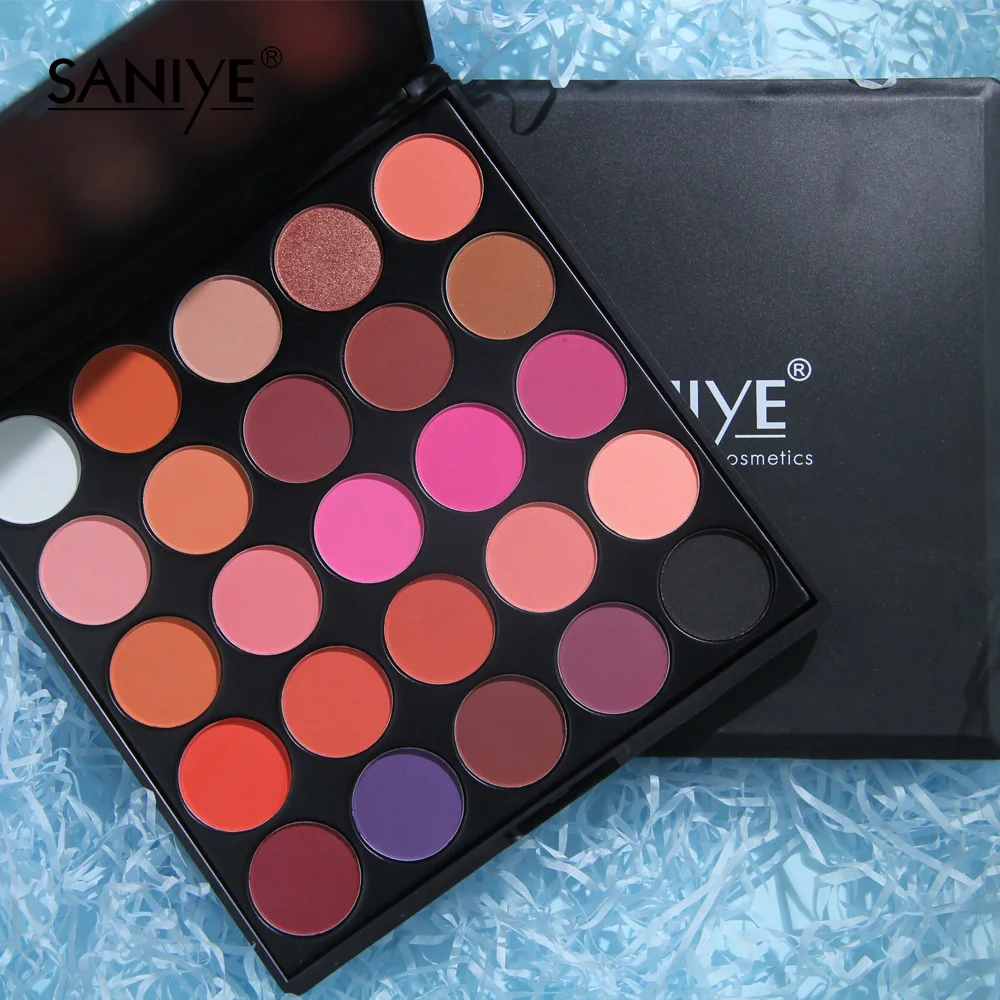 SANIYE 25 Colors Waterproof Matte Eye Shadow with Blusher Pro Cosmetic Palette Red Eyeshadow Sombras De Ojos Profesional 25C