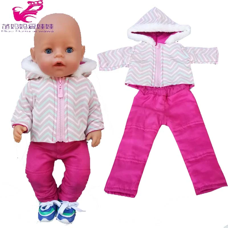 Ropa de invierno a rayas con capucha, traje adecuado niñas de 18 pulgadas, 43 cm, ropa de bebé, el mejor regalo de Navidad para girl|baby born zapfbaby born - AliExpress