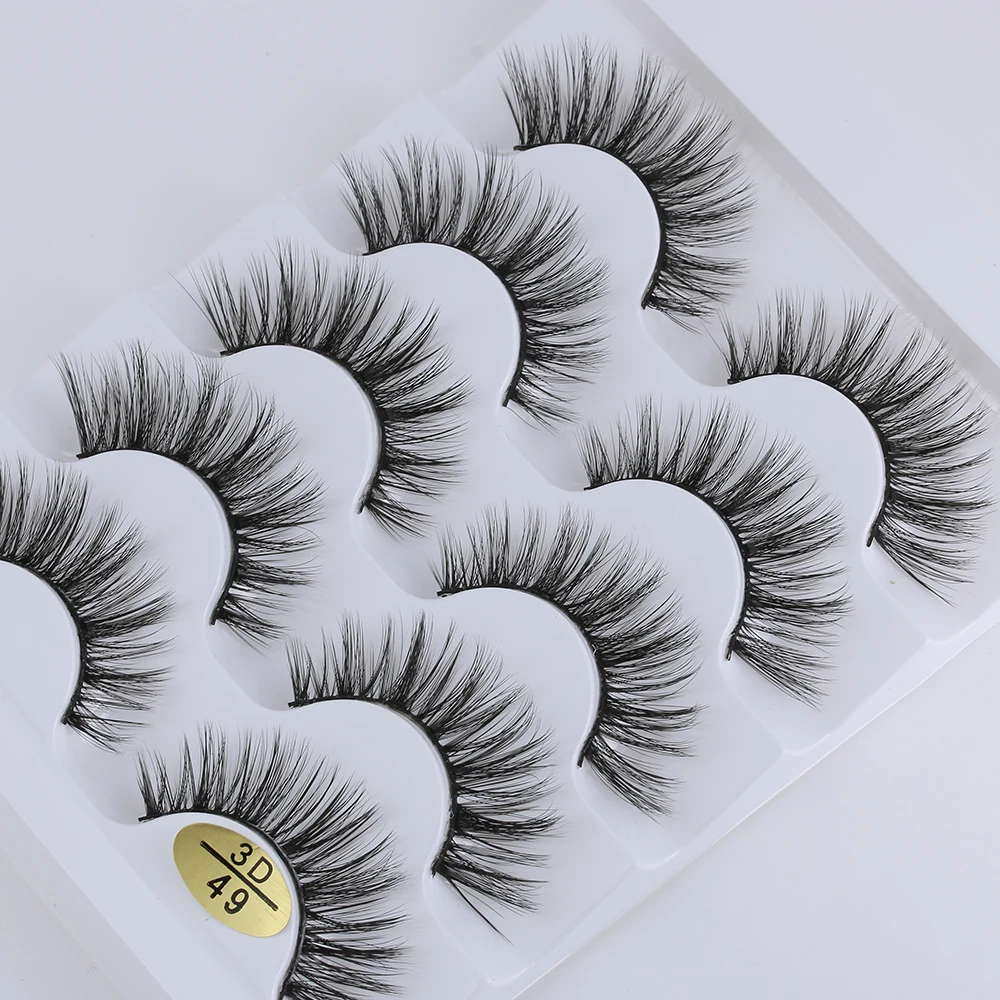 5 пар 3D Искусственные норковые накладные ресницы Wispies Fluffies драматические ресницы натуральные длинные мягкие ручной работы бескровные черные ресницы