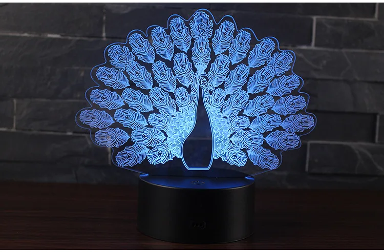 Small Night Lights 3D Peacock Led Colors Changing Acrylic Table Lamp Touch Remote Room Decor Desk Lamp Holiday Birthday Gifts bright night light