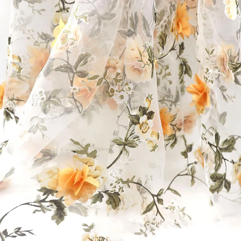 90*140cm Organza Fabric Soluble Shabby Lace Dress Wedding Flower Fabric Embroidered Diy Handmade Sewing Supplies Crafts lace fabric lace sewing supplies lace sewing accessories