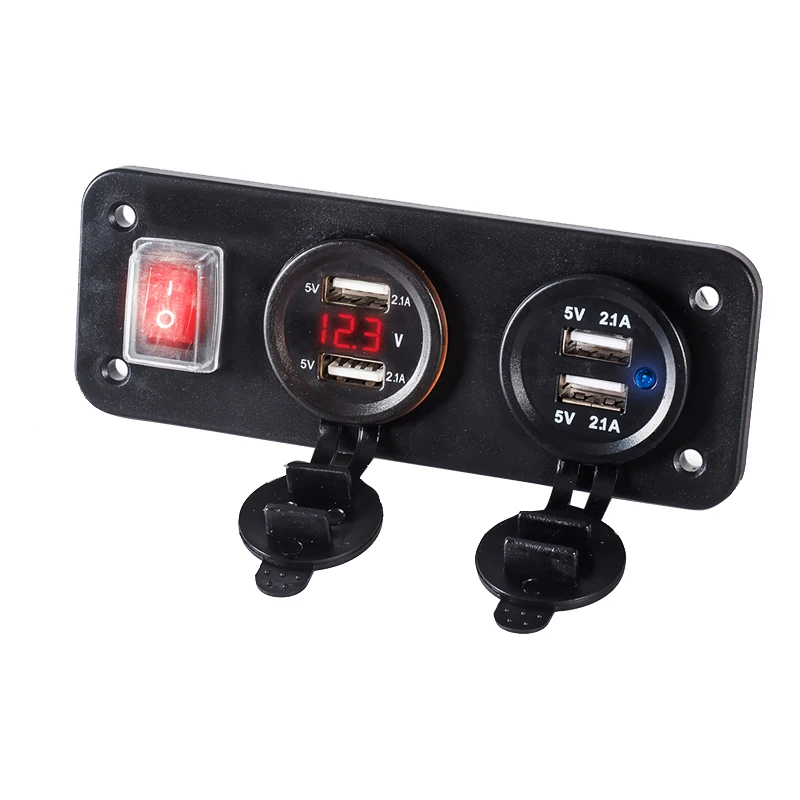Переключатель автомобильного зарядного устройства Панель Функция Dual USB Зарядное устройство 12 V-24 V 4.2A светодиодный вольтметр вкл/выкл тумблер автомобиль лодка морской грузовой автомобиль
