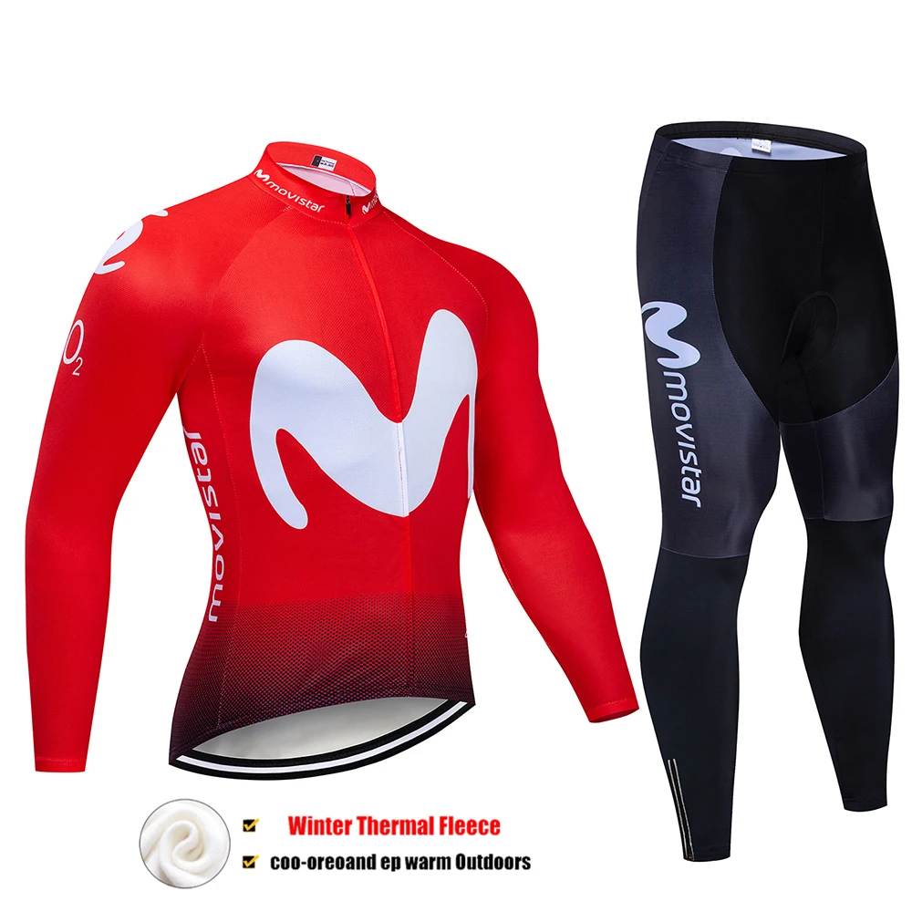 Movistar Pro Team зимний теплый флисовый длинный комплект одежды для мужчин, Велоспорт Джерси, нагрудник, велосипед, Ropa Ciclismo, велосипедная одежда - Цвет: Pic Color