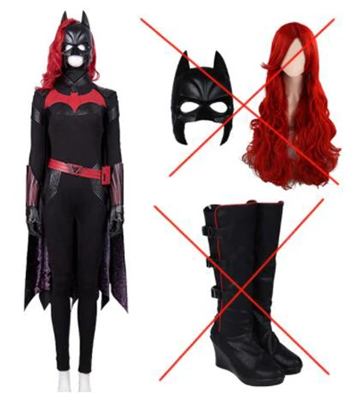 Костюм для косплея Batwoman, костюм для Хэллоуина, Бэтмена, Катерины, гамилтона, наряд, комбинезон Kate Kane, сексуальное боди-накидка, маска для парика - Цвет: No Shoes Mask Wig