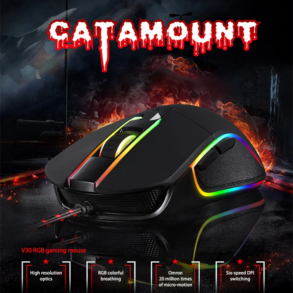 USB кабель игровая мышь RGB мышь с подсветкой 6 кнопок игровая мышь 20 миллионов Lifespans DPI3500 мышь для ноутбука