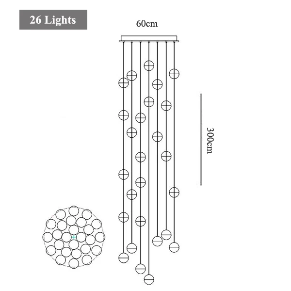 26 Lights round Современный G4 Светодиодный светильник Pandant, несколько лестничные светильники, модные светильники для гостиной, спальни, ресторана, столовой, кухни, освещение - Цвет корпуса: 26 Lights round