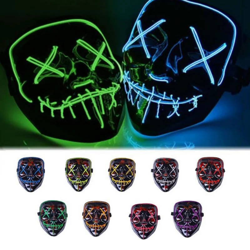 СВЕТОДИОДНЫЙ Портативный Хэллоуин DJ вечерние светильник светящиеся маски флуоресцентная поддельная светящаяся маска для Хэллоуина