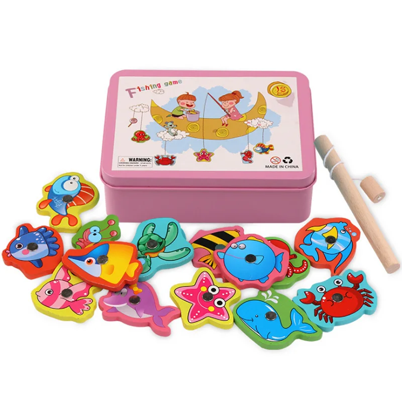 

Kids Wooden Magnetic Fishing Game Educational Toys For Children Toy Magnet Fish Games New
