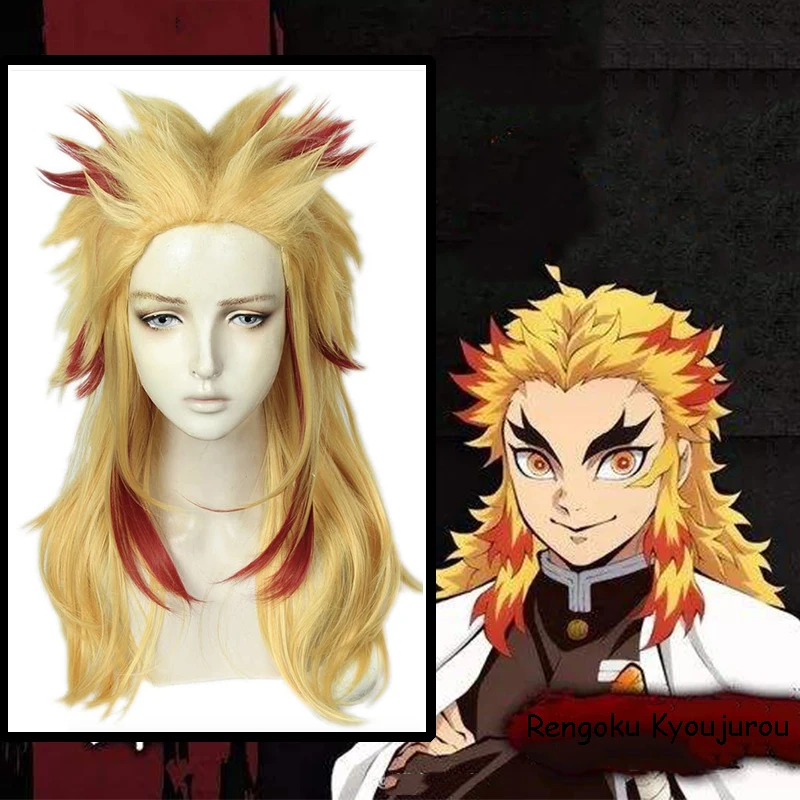 Аниме Demon Slayer Kimetsu No Yaiba Косплей парики Rengoku Kyoujurou косплей парик искусственные волосы для париков волосы на Хэллоуин лезвие демона
