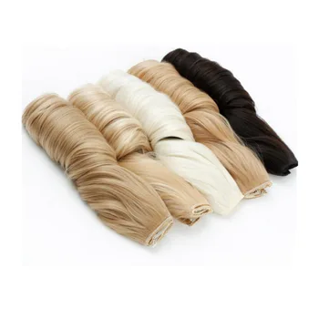 MUMUPI Clip In Hair Extension Ombre 24 Inches Blonde Black Full Head Synthetic Natural Curly Wavy Hairpiece Hair Pieces Headwear 4