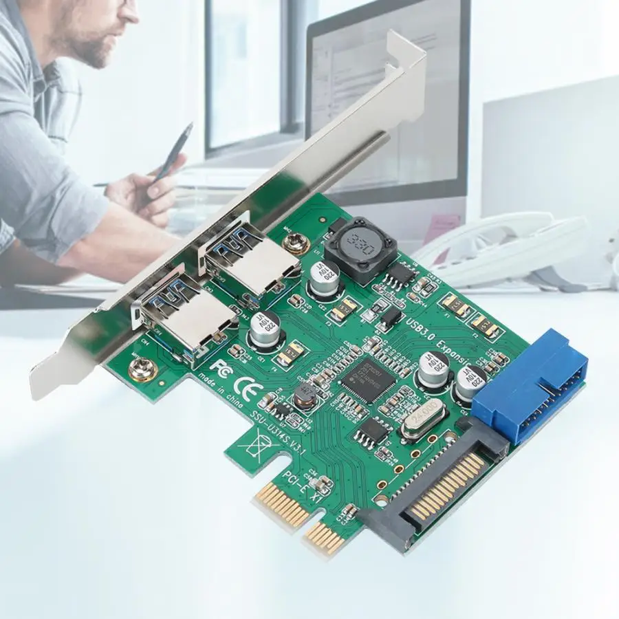 Настольная Плата расширения PCI-E до USB3.0 Адаптерная плата расширения с защитным чипом для настольного компьютера карты памяти