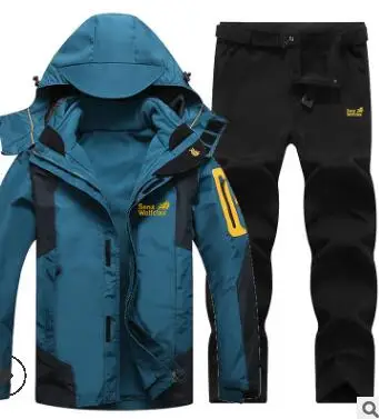 Winter Ski Suit for Men Fleece Warm Windproof Waterproof Skiing Suits Snowboarding Set Male Outdoor Ski jacket+Softshell Pant - Цвет: 1