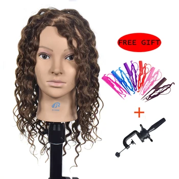

18" Salon Hairdressing Training Head 100% Real Hair Head Mannequin Head with Human Hair Curl with Free Gifts